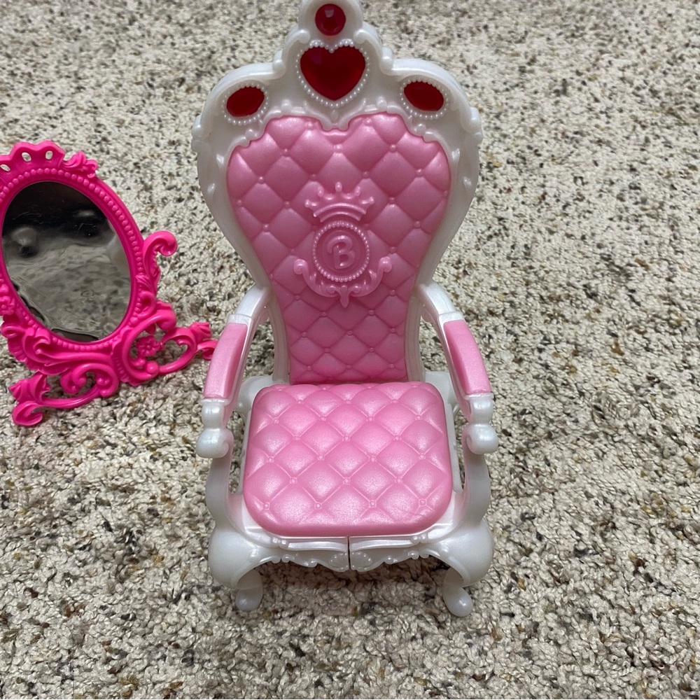 Barbie doll parlor toy chair vintage 1999 pink Mattel girls toys mirror - Picture 2 of 10